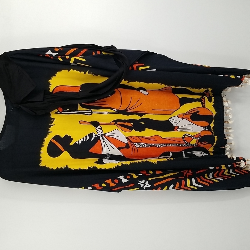 Meetu Magic Ethnic Caftan‎ Tunic Top with Shell Embellishments & Bonus Scarf - Picture 6 of 11